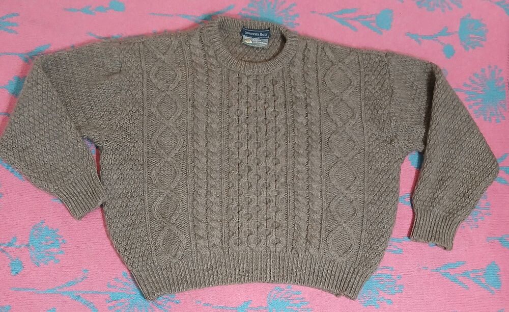 Vintage Christopher Hayes womens medium chunky sweater cable aran knit brown